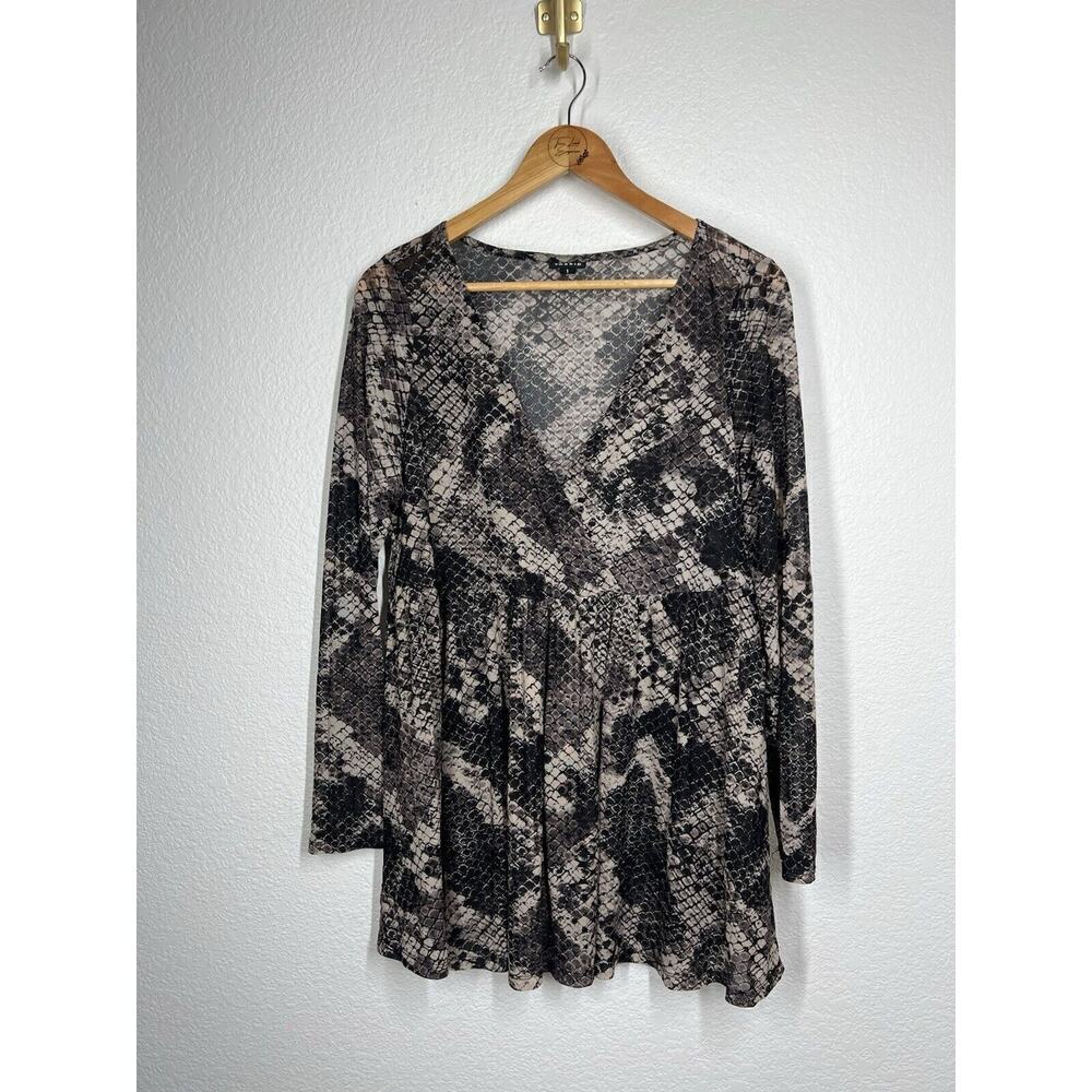 Torrid Babydoll Mesh Knit Top 1 1X Snakeskin Print Sheer
